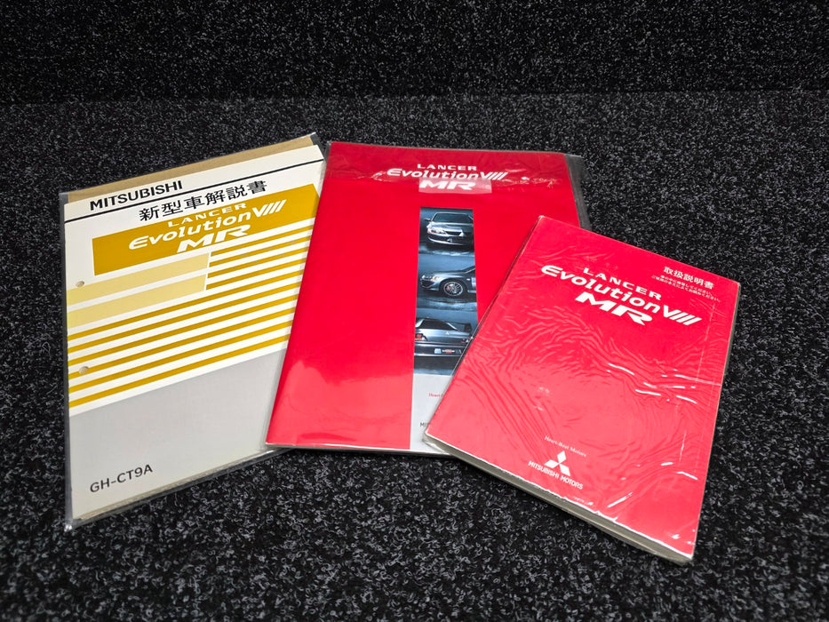 Genuine Original Mitsubishi Evolution Lancer CT9A 8MR Owner's Manual + Maintenance Supplement + Genuine Accessories Catalog + RALLIART Options Brochure