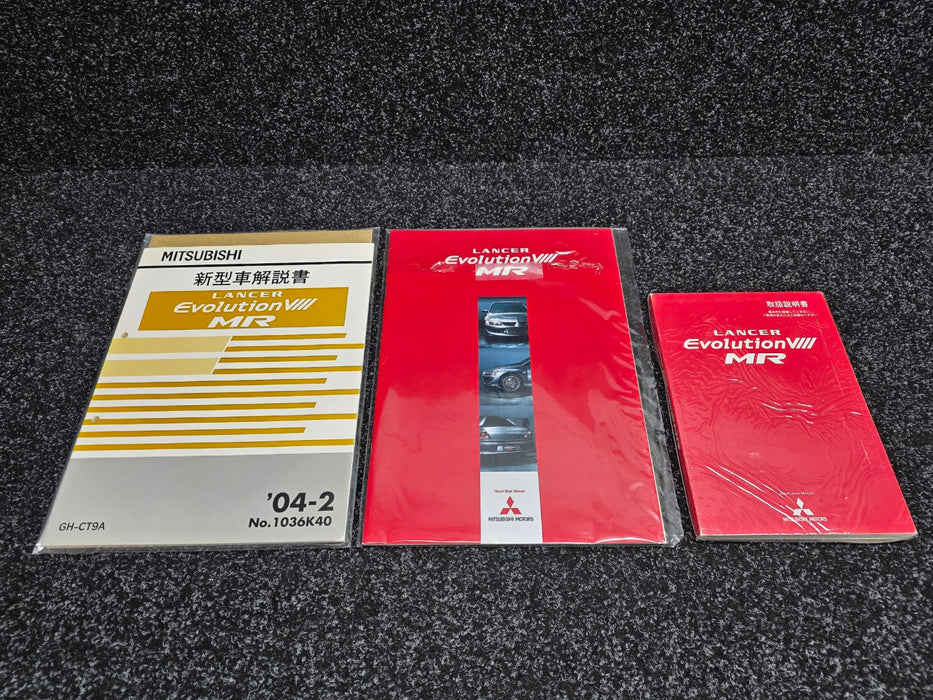 Genuine Original Mitsubishi Evolution Lancer CT9A 8MR Owner's Manual + Maintenance Supplement + Genuine Accessories Catalog + RALLIART Options Brochure
