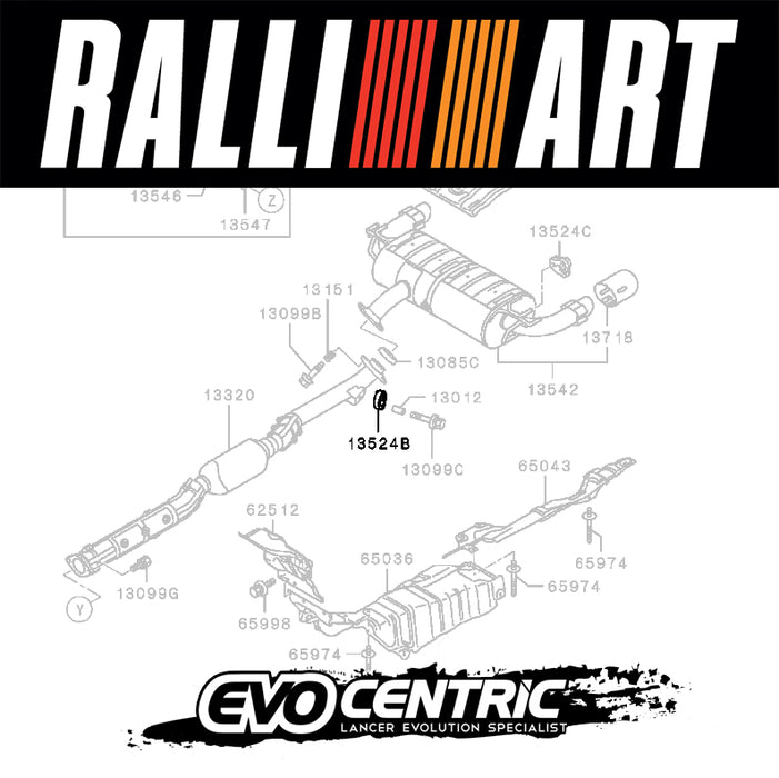 RALLIART New Genuine Uprated Exhaust Muffler Hanger (A and "O Ring" Type) RA431634K1 / MN580222 - Mitsubishi Lancer Evolution 4 5 6 TME 7 8 9 10 CN9A CP9A CT9A CZ4A