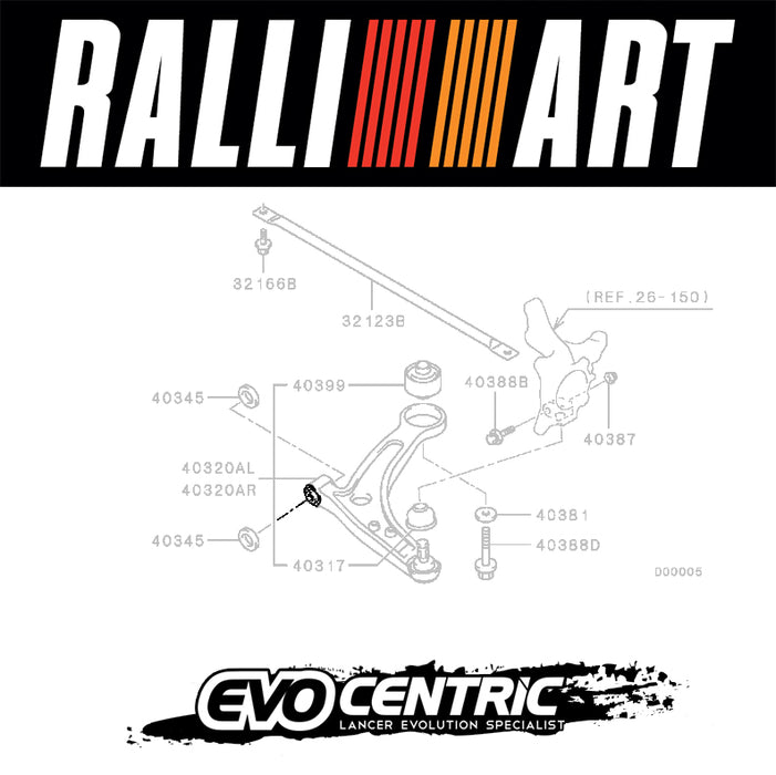 RALLIART New Genuine Uprated Front Lower Control Arm Bushing RA554817K1 - Mitsubishi Lancer Evolution 7 8 9 CT9A