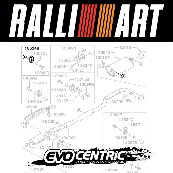 RALLIART New Genuine Uprated Exhaust Muffler Hanger (A and "O Ring" Type) RA431634K1 / MN580222 - Mitsubishi Lancer Evolution 4 5 6 TME 7 8 9 10 CN9A CP9A CT9A CZ4A