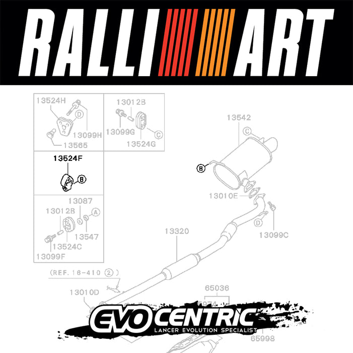 RALLIART New Genuine Uprated Exhaust Muffler Hanger (B and "Cross" Type) RA529551K1 / MN580221 - Mitsubishi Lancer Evolution 7 8 9 10 CT9A CZ4A