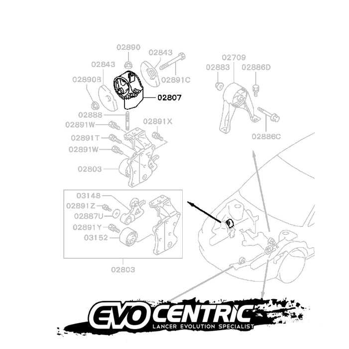 Brand New Genuine Mitsubishi Lancer Evolution Evo 7 8 9 CT9A Engine Mount Bracket CT9A MR554434