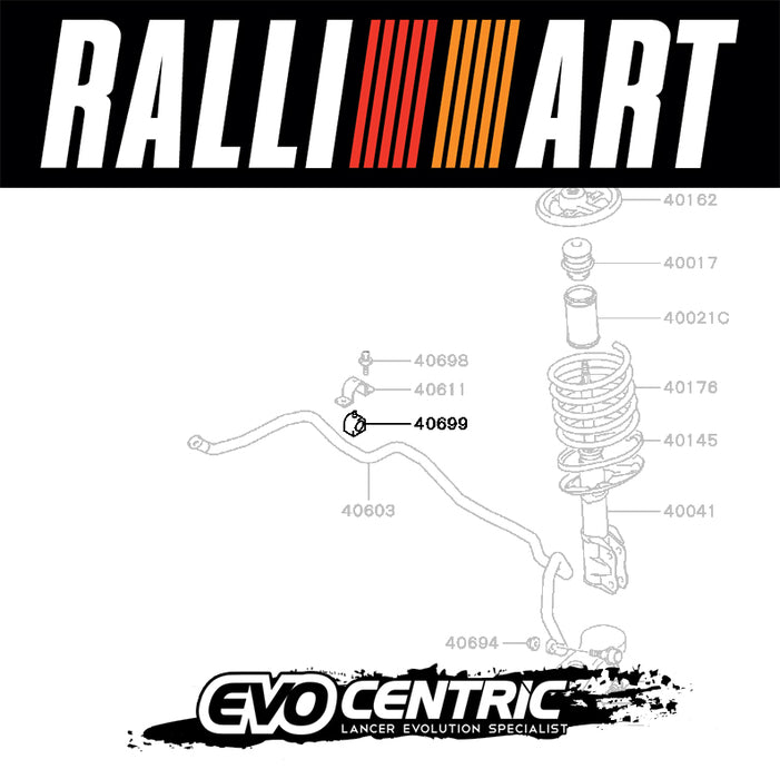 RALLIART New Genuine Uprated Front Stabilizer Bush Set (2) 24mm RA554820K1 / MN580141 - Mitsubishi Lancer Evolution 7 8 9 CT9A