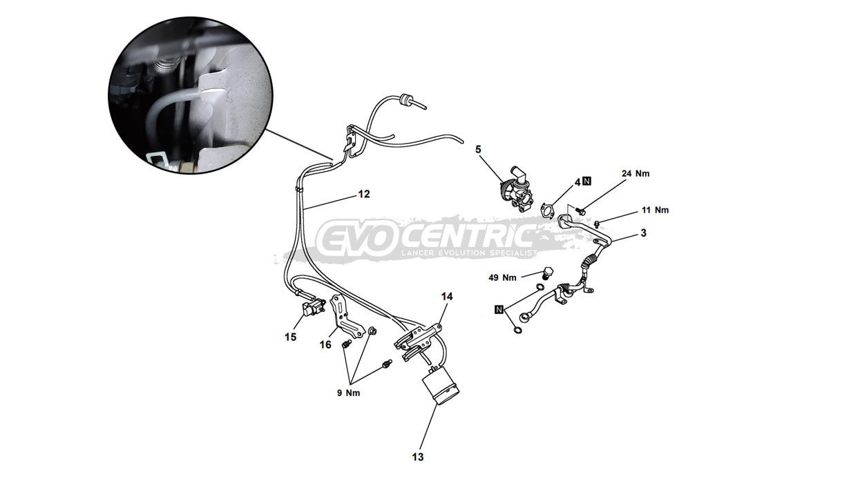 Mitsubishi Lancer Evolution CN9A CP9A Secondary Air Supply Valve Blanking Plate with Genuine Mitsubishi gasket MR340129 Evo 4 5 6 TME