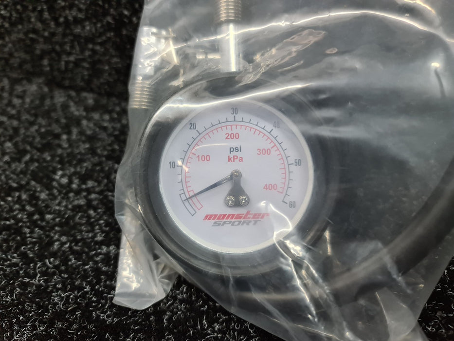 New Genuine MONSTER SPORT Tyre / Tire Pressure Gauge Measures both KPA and PSI 400 kpa 60psi