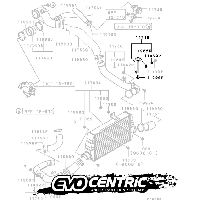 Mitsubishi Lancer Evolution Inter Cooler Pipe Bracket and Bolt MR224870 MS240146